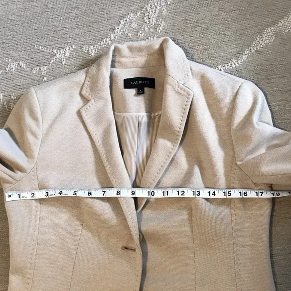 Classic Talbots Beige Women's Blazer size 6 Summer Wardrobe Capsule, Timeless - Picture 10 of 11